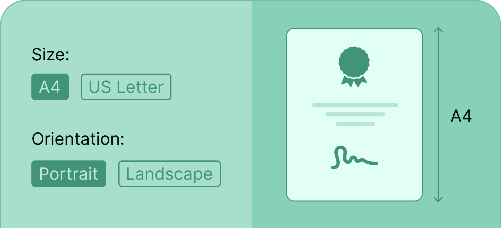 Orientation size - Certifier features Orientation size - Certifier features