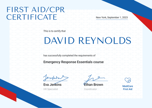 Professional and Framed First-Aid and CPR Certificate Template landscape Professional and Framed First-Aid and CPR Certificate Template landscape