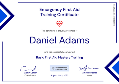 Professional and Geometric First-Aid and CPR Certificate Template landscape Professional and Geometric First-Aid and CPR Certificate Template landscape