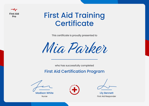 Polished and Professional First-Aid and CPR Certificate Template landscape Polished and Professional First-Aid and CPR Certificate Template landscape